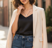 925 Sterling Silver Triangle Stones Mangalsutra in Rhodium Plated 9 inches